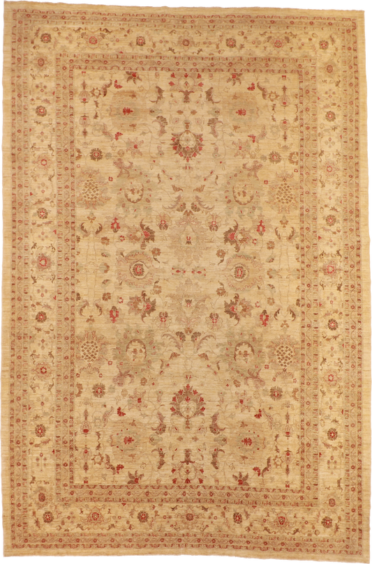 W 10 L 15 Mahal 100% Wool Hand-Woven All-Over Design - 52463