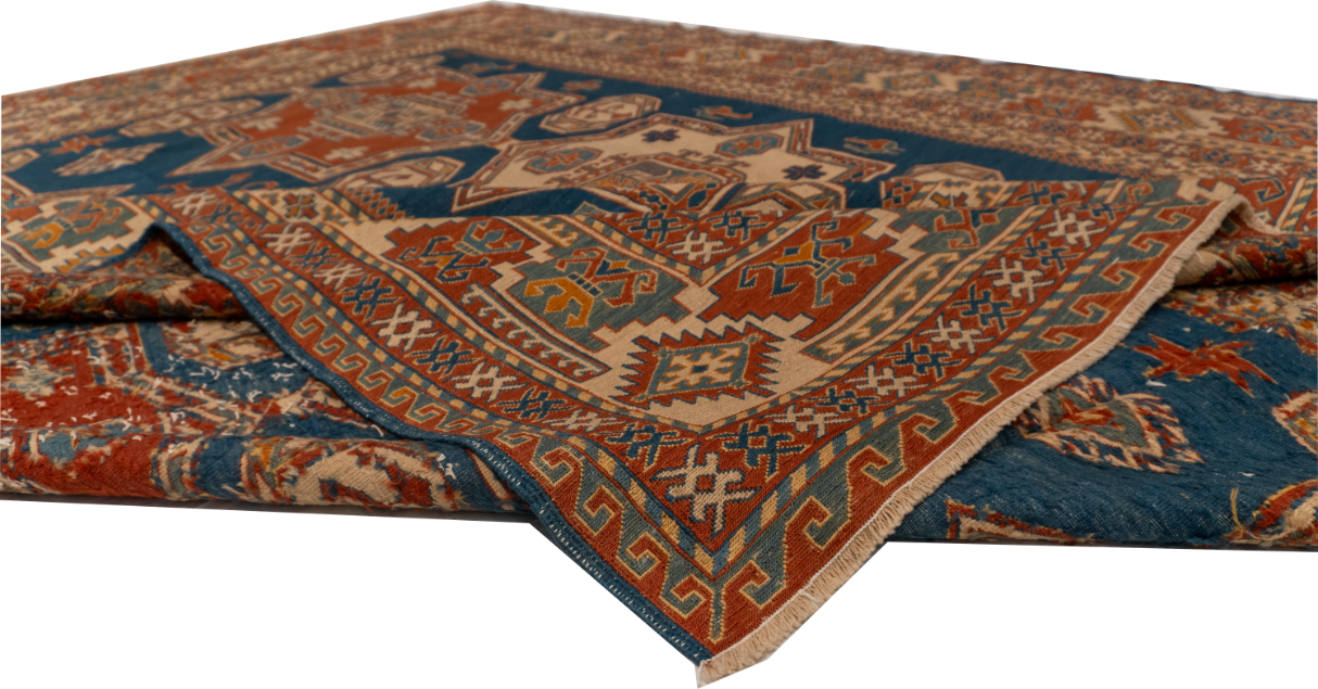 W 8.8 L 9.11 Sarouk 100% Wool Hand-Woven Geometric Design - 52485