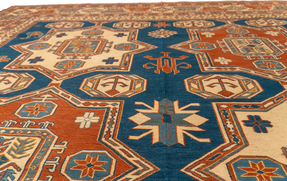W 8.8 L 9.11 Sarouk 100% Wool Hand-Woven Geometric Design - 52485