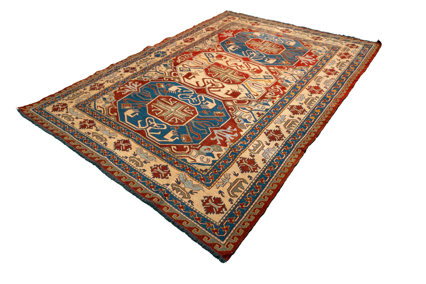W 5.5 L 7.8 Kilim 100% Wool Hand-Woven All-Over Design - 52493