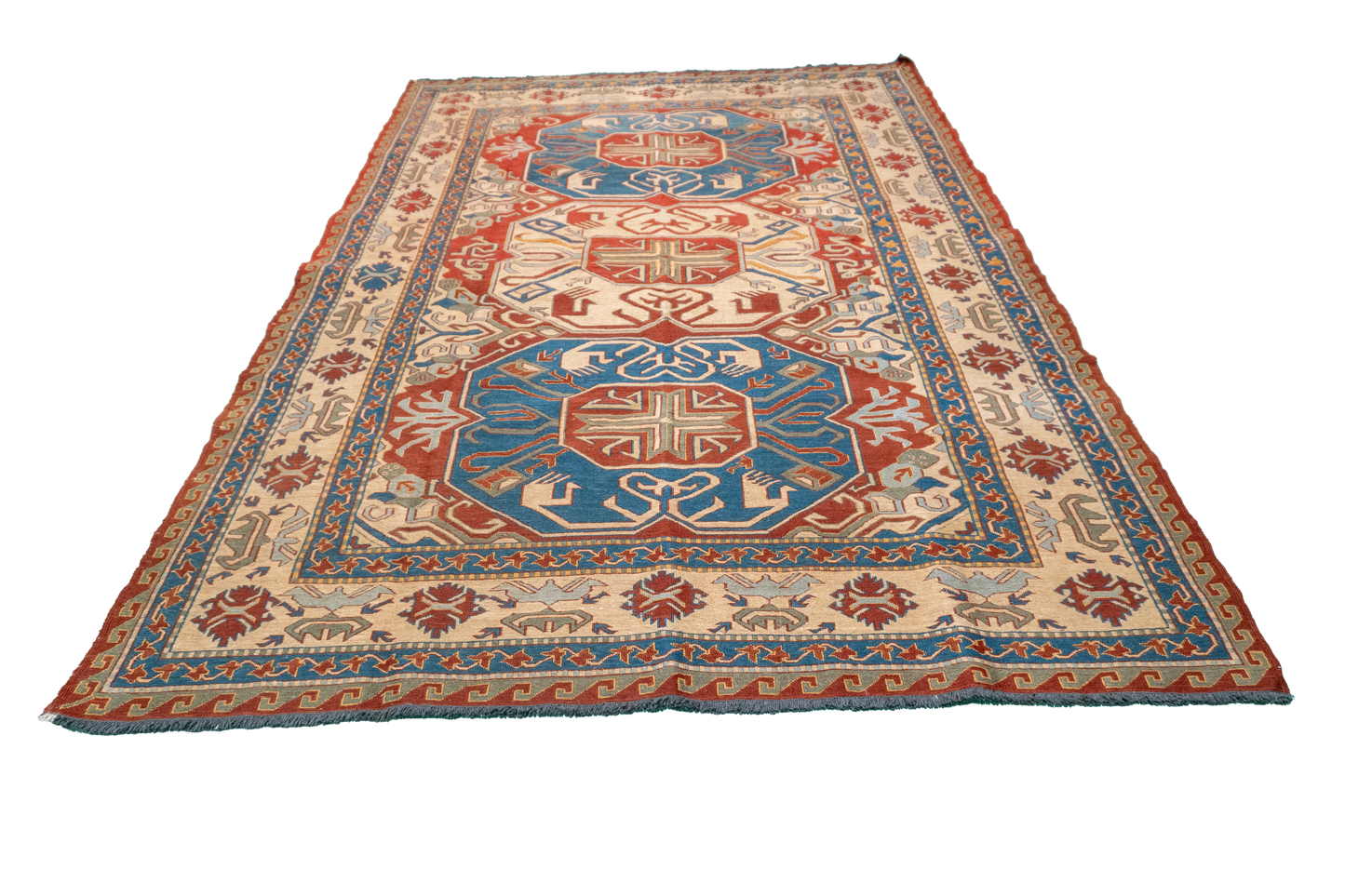 W 5.5 L 7.8 Kilim 100% Wool Hand-Woven All-Over Design - 52493