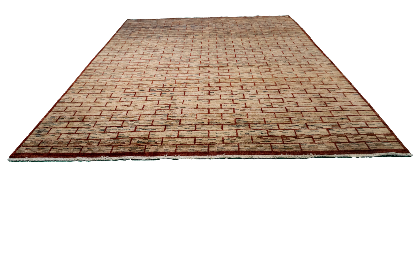 W 7.11 L 10.4 Zig-Zag 100% Wool Hand-Woven All-Over Design - 52960