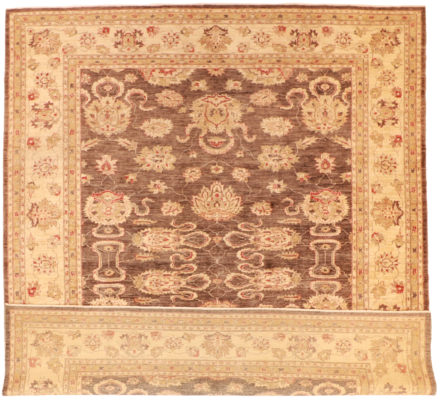 W 10.2 L 11.7 Hamadan 100% Wool Hand-Woven All-Over Design - 52545