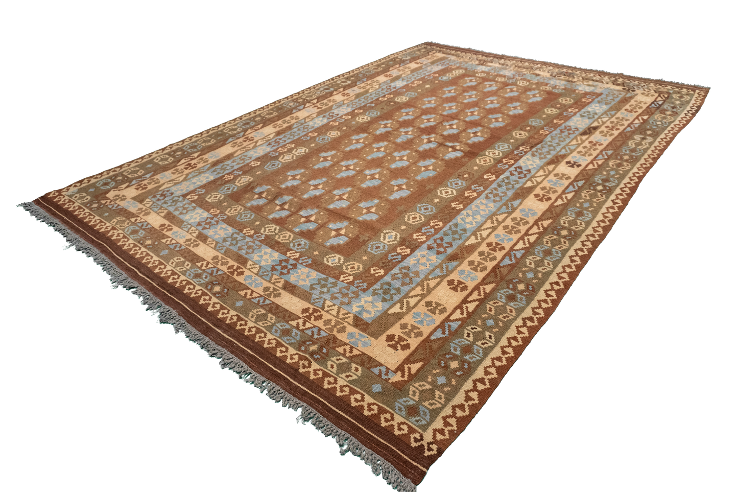 W 6.8 - L 9.10 - Kilim Wool All Over Rectangle - Finest Hand-Made Quality Wool - 52547