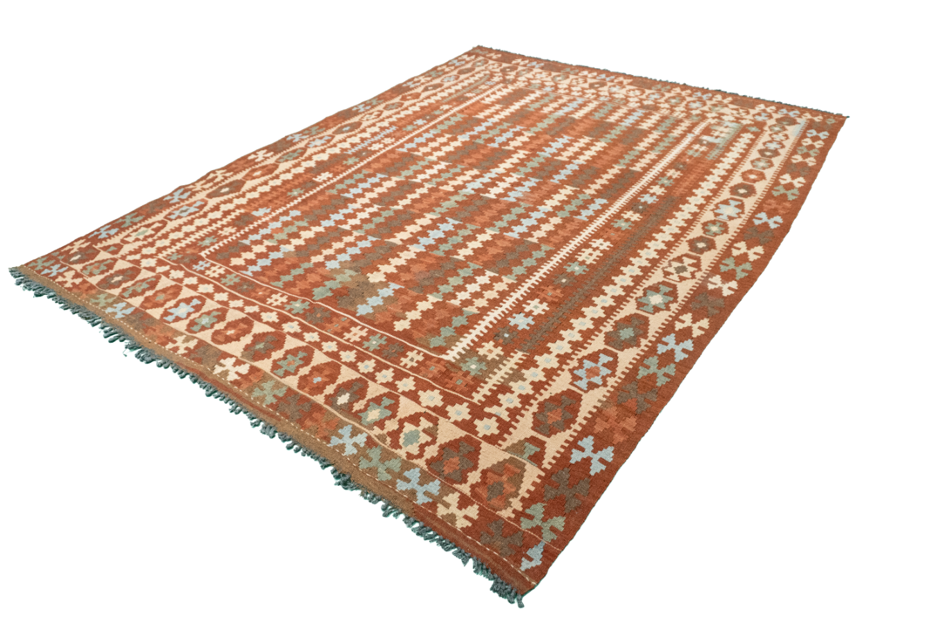 W 6.2 L 8.2 Kilim 100% Wool Hand-Woven All-Over Design - 52552