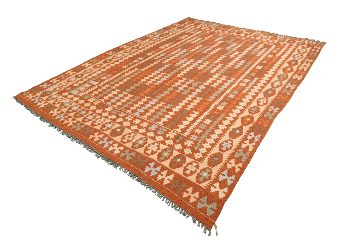 W 6.2 L 8.2 Kilim 100% Wool Hand-Woven All-Over Design - 52552