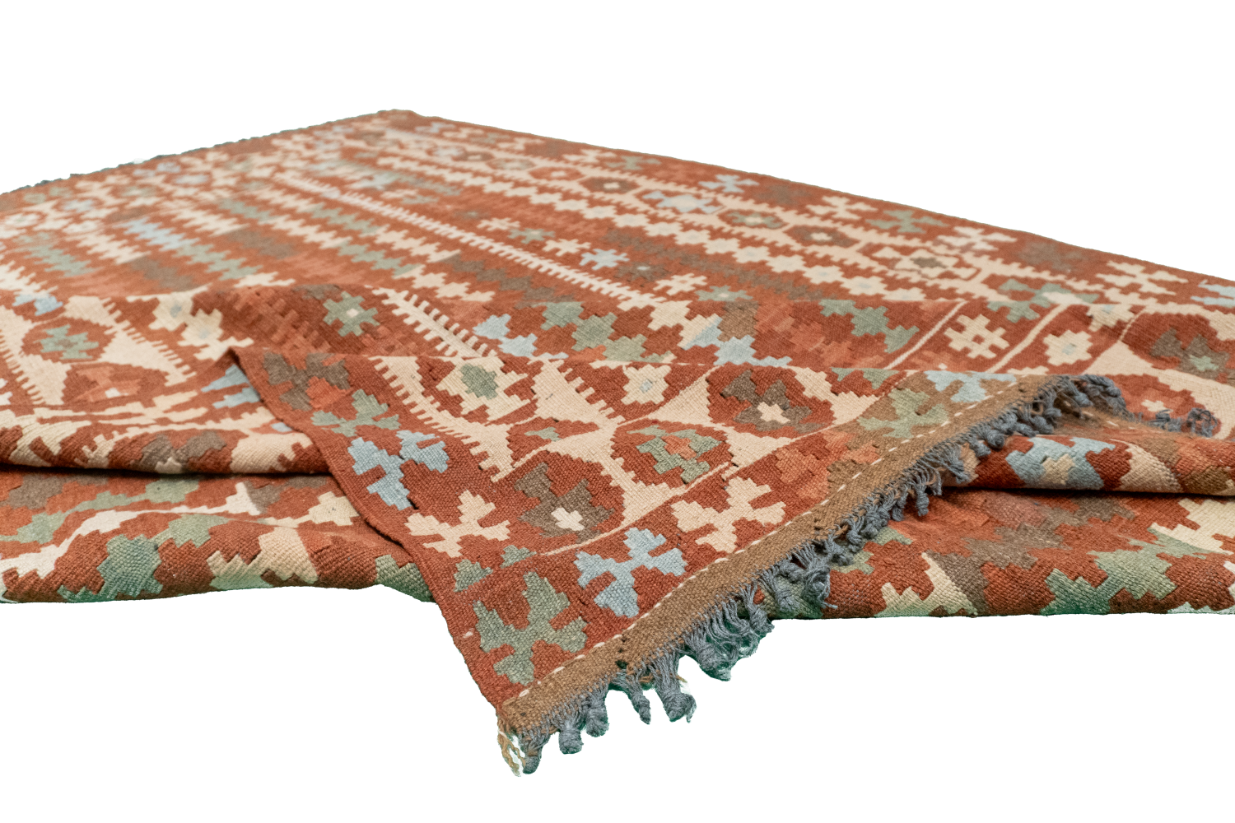W 6.2 L 8.2 Kilim 100% Wool Hand-Woven All-Over Design - 52552