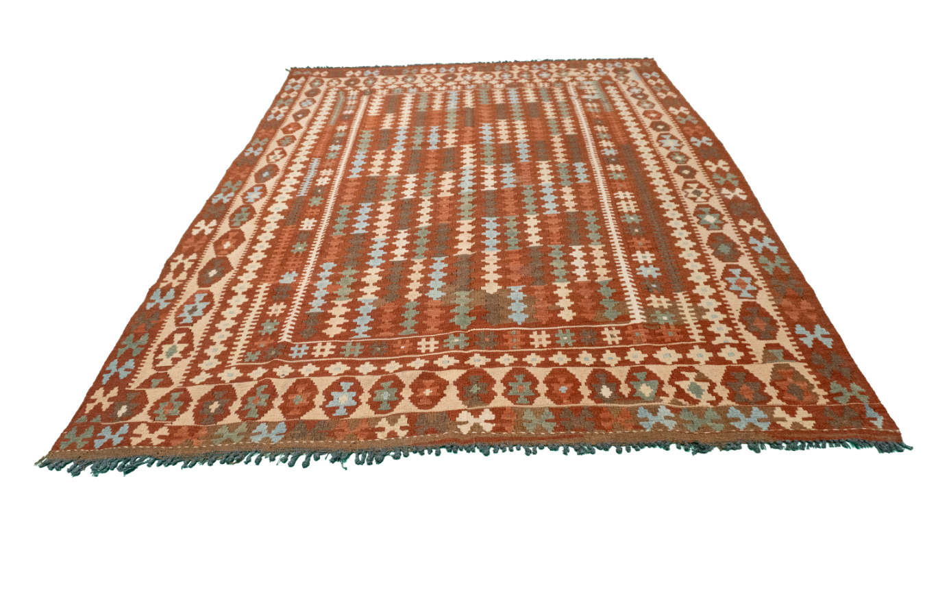 W 6.2 L 8.2 Kilim 100% Wool Hand-Woven All-Over Design - 52552