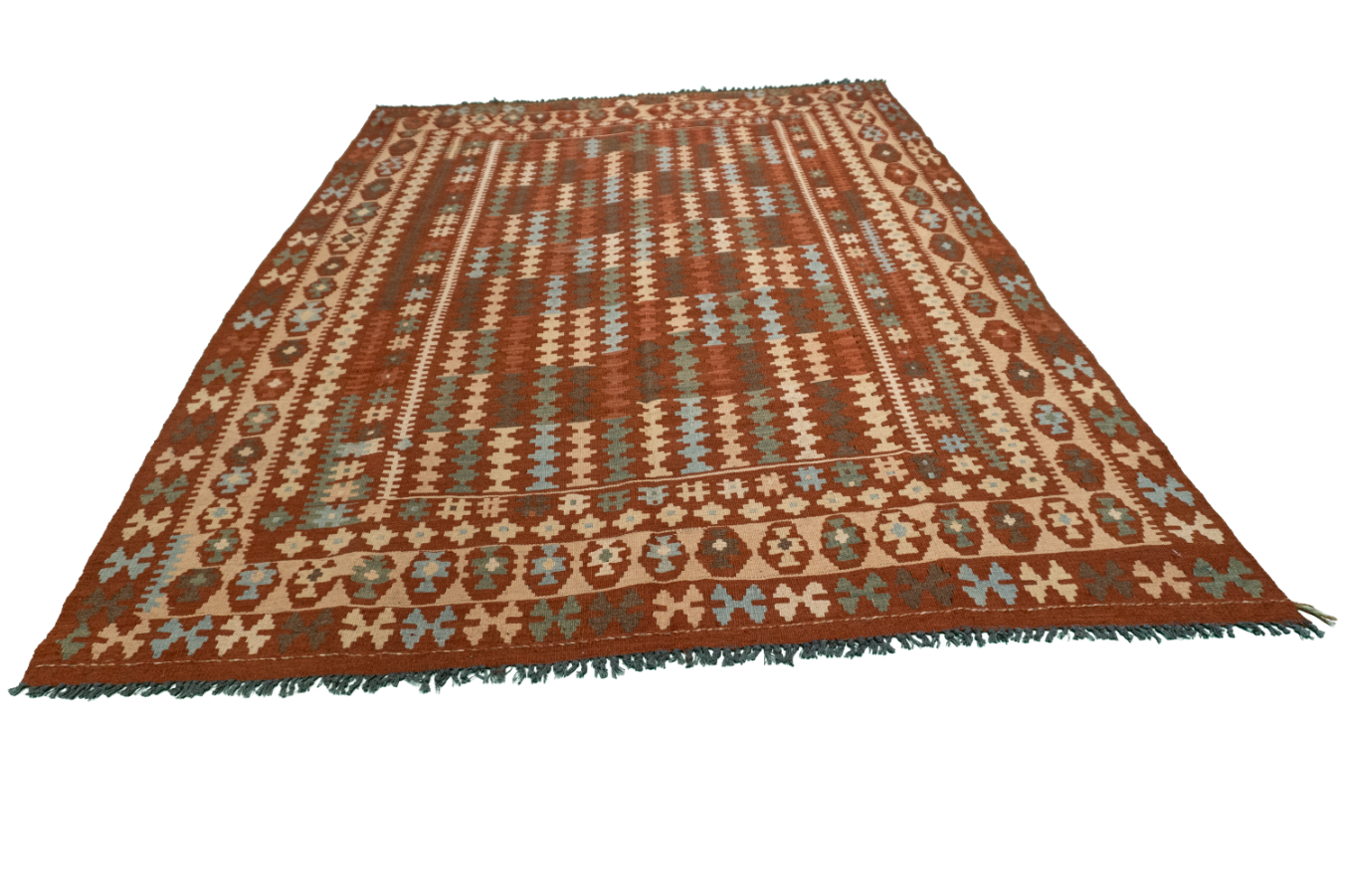 W 6.2 L 8.2 Kilim 100% Wool Hand-Woven All-Over Design - 52552