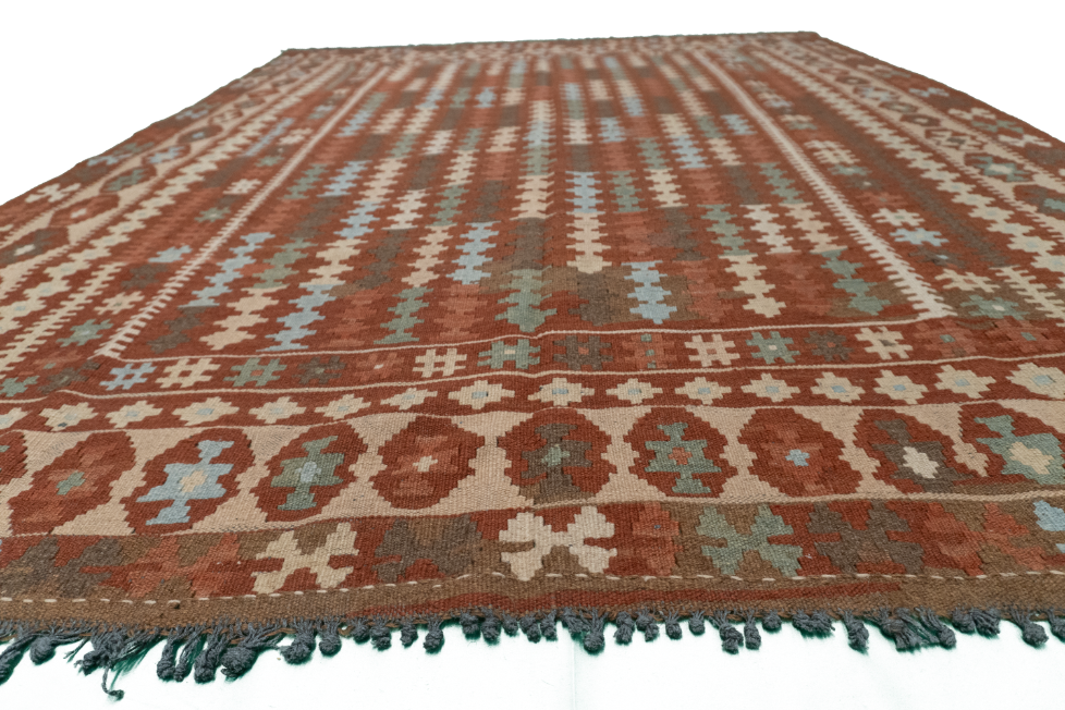 W 6.2 L 8.2 Kilim 100% Wool Hand-Woven All-Over Design - 52552