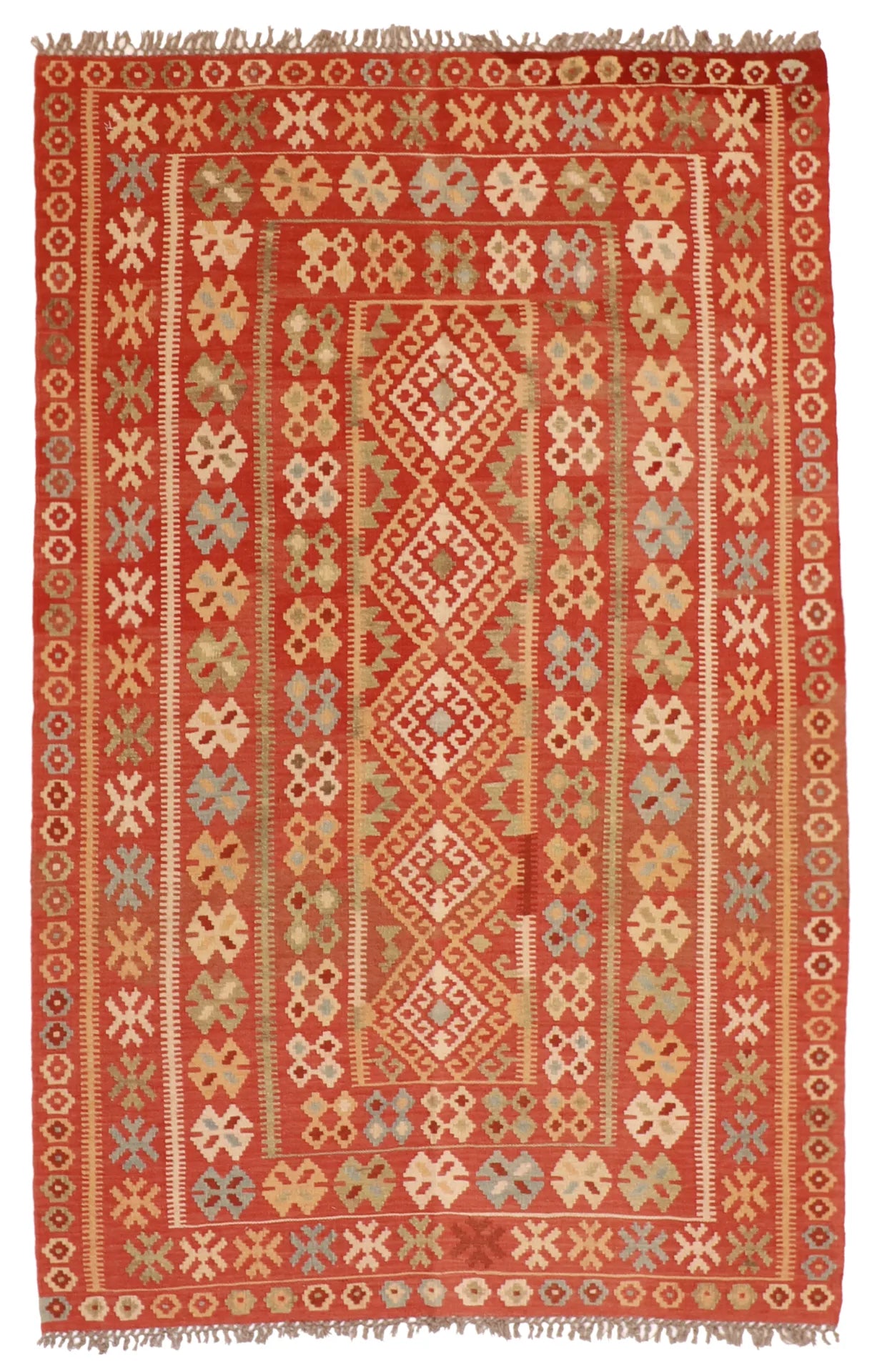 4.2 x 6.6 - Kilim Wool All Over Rectangle - Finest Hand-Made Quality Wool — 52556