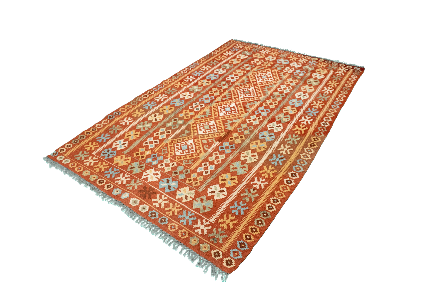 W 4.2 - L 6.6 - Kilim Wool All Over Rectangle - Finest Hand-Made Quality Wool - 52556