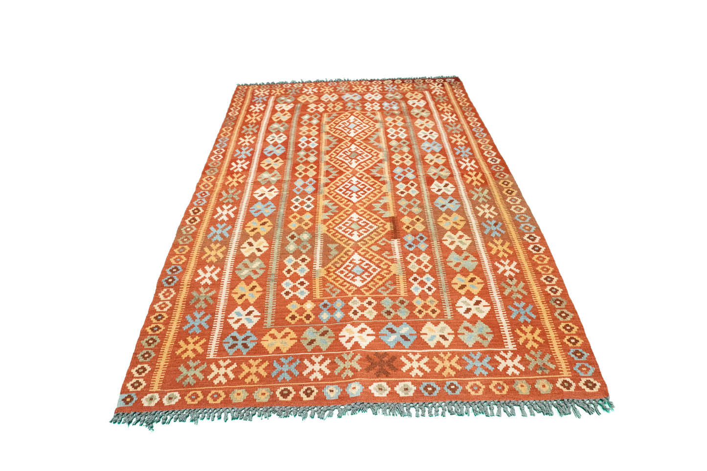 W 4.2 - L 6.6 - Kilim Wool All Over Rectangle - Finest Hand-Made Quality Wool - 52556
