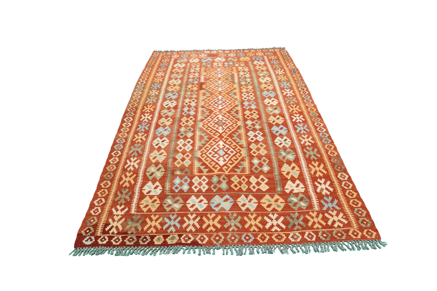 W 4.2 - L 6.6 - Kilim Wool All Over Rectangle - Finest Hand-Made Quality Wool - 52556