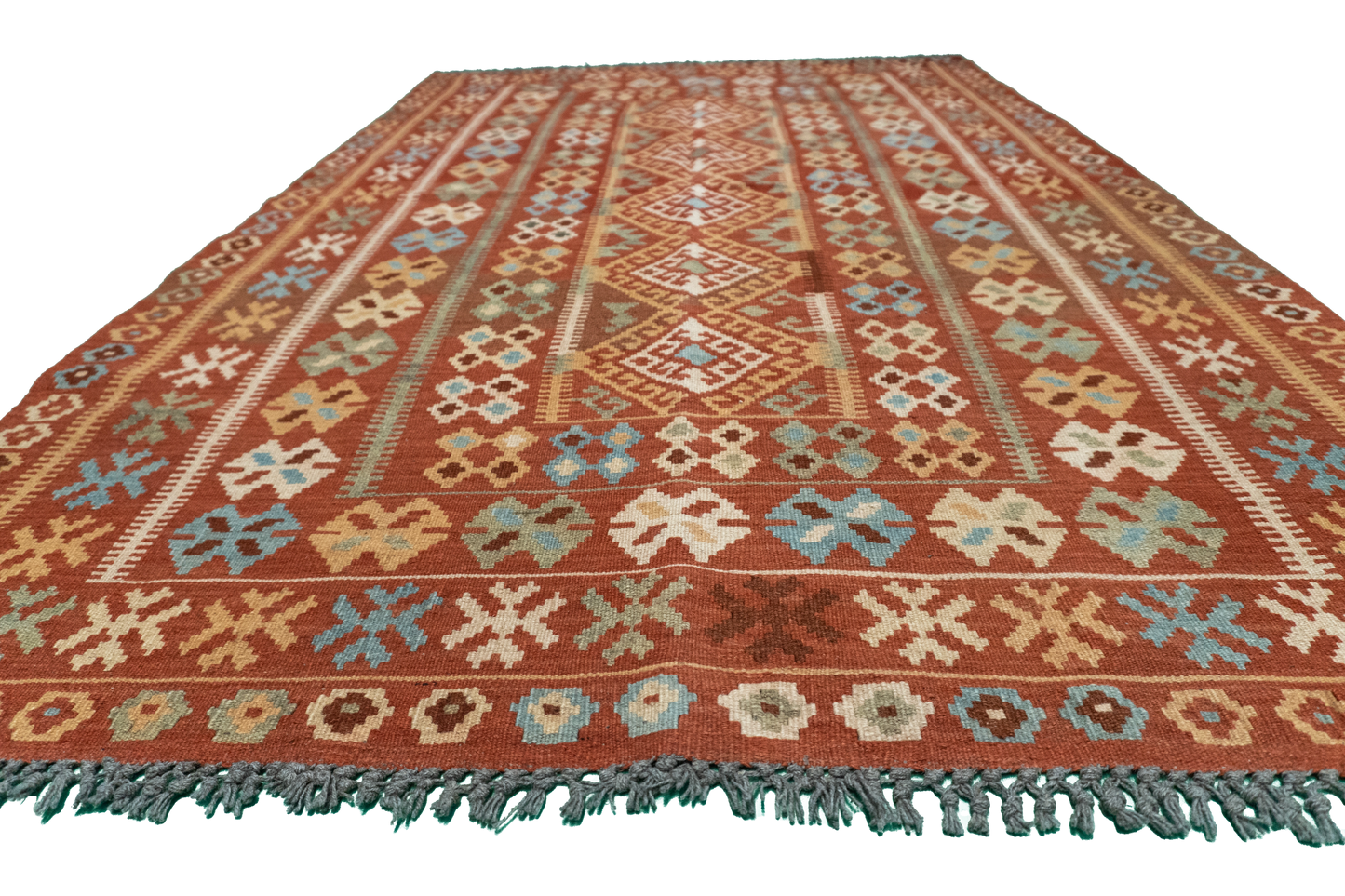 W 4.2 - L 6.6 - Kilim Wool All Over Rectangle - Finest Hand-Made Quality Wool - 52556