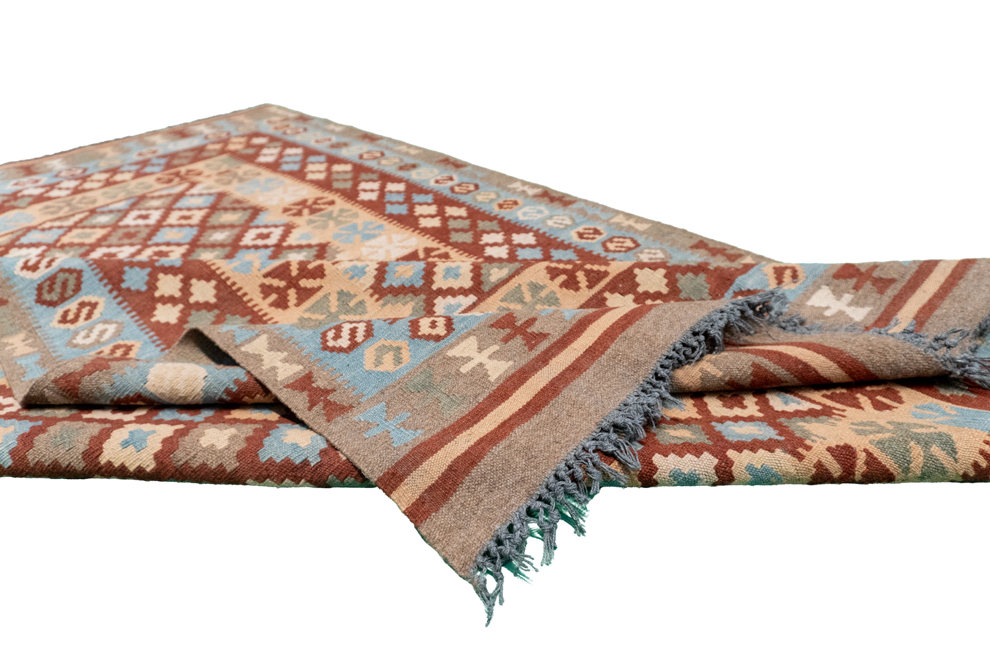 W 4.3 L 6.3 Kilim 100% Wool Hand-Woven All-Over Design - 52560