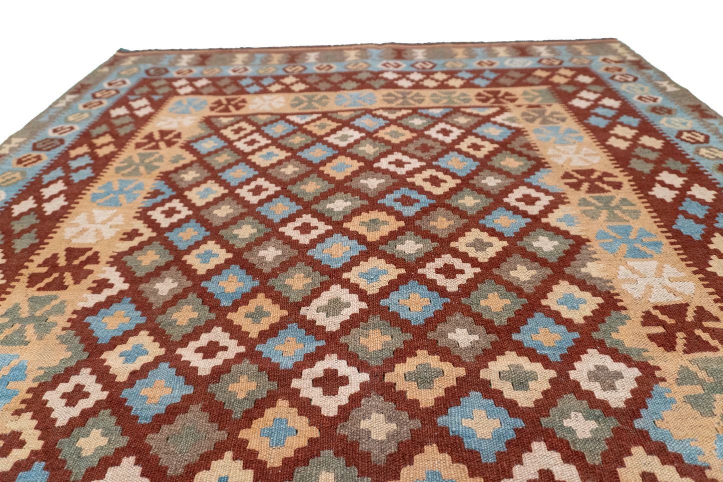 W 4.3 L 6.3 Kilim 100% Wool Hand-Woven All-Over Design - 52560
