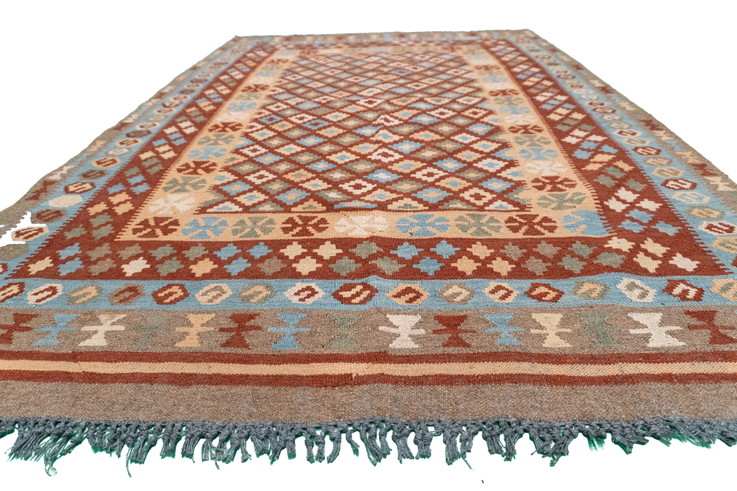 W 4.3 L 6.3 Kilim 100% Wool Hand-Woven All-Over Design - 52560