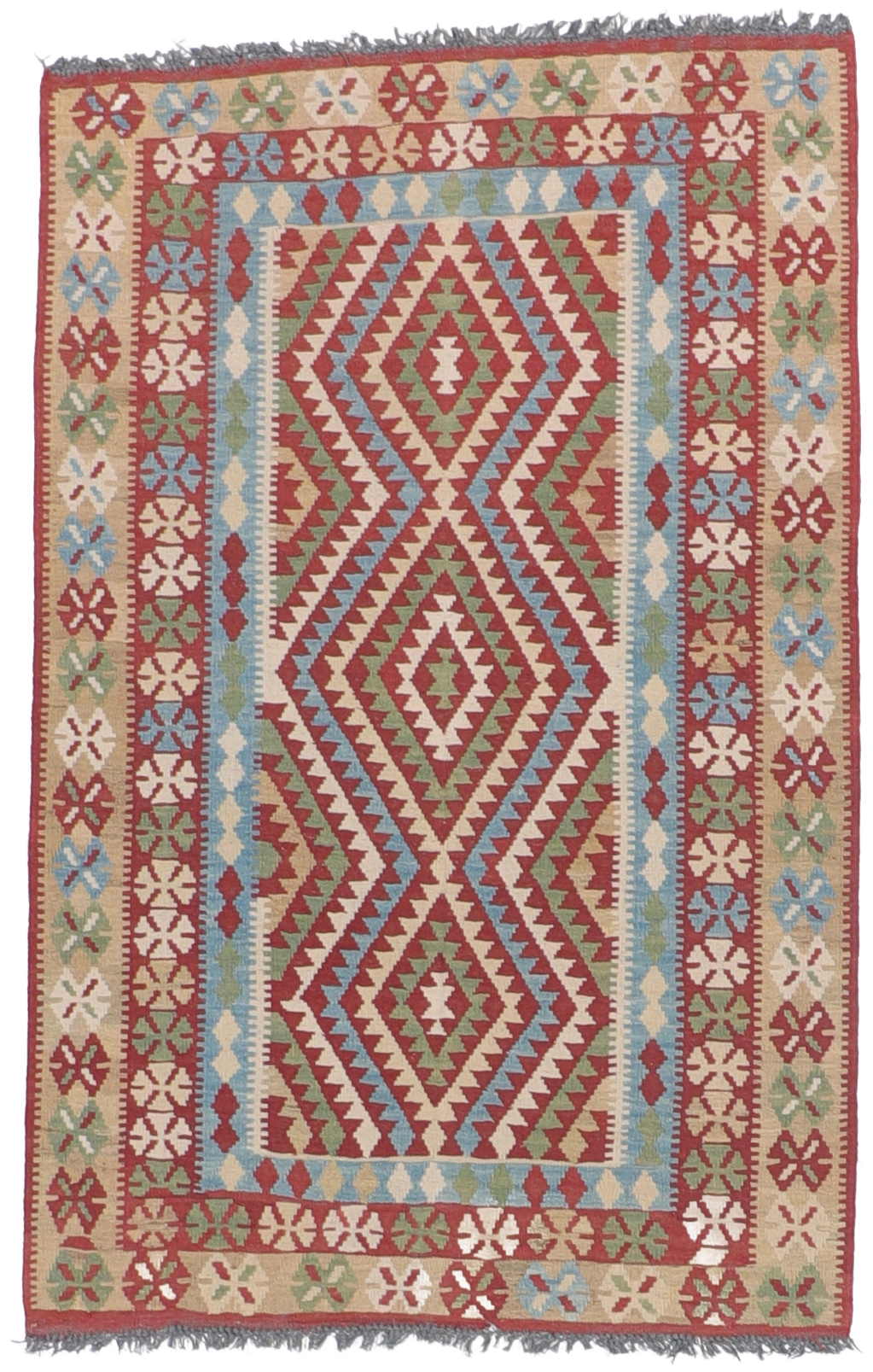 W 4.1 L 6.4 Kilim 100% Wool Hand-Woven - 52563