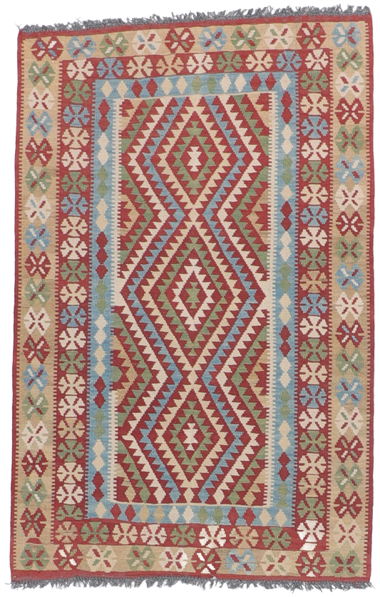 W 4.1 L 6.4 Kilim 100% Wool Hand-Woven - 52563