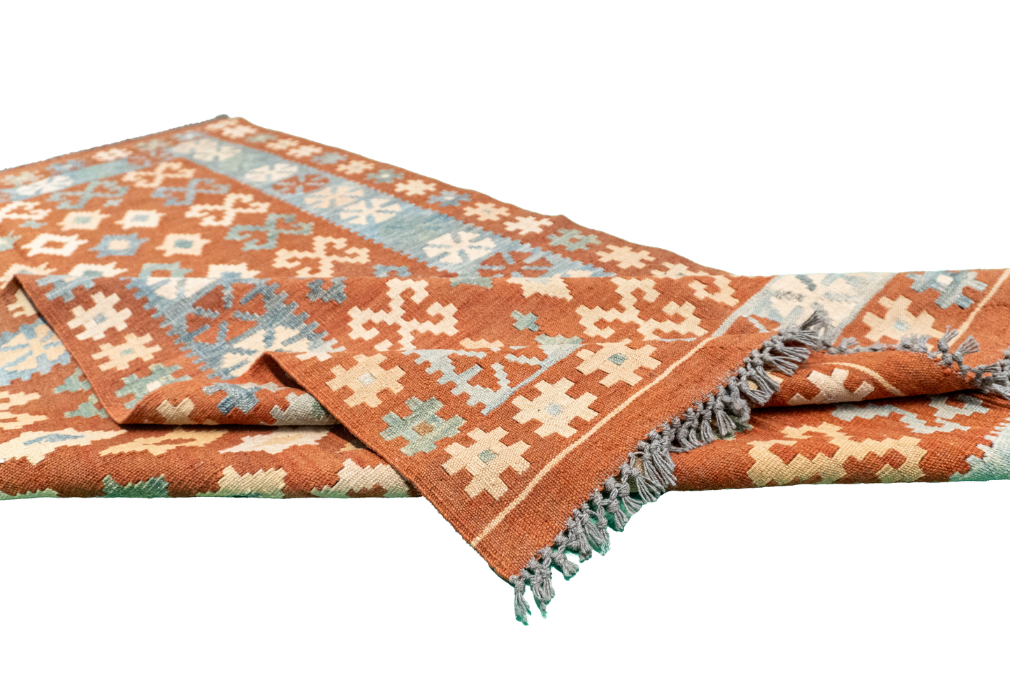 W 3.9 L 6.7 Kilim 100% Wool Hand-Woven All-Over Design - 52571
