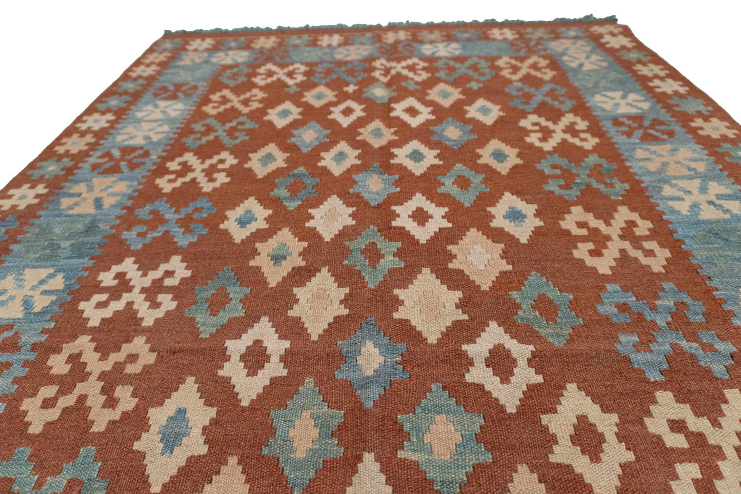 W 3.9 L 6.7 Kilim 100% Wool Hand-Woven All-Over Design - 52571