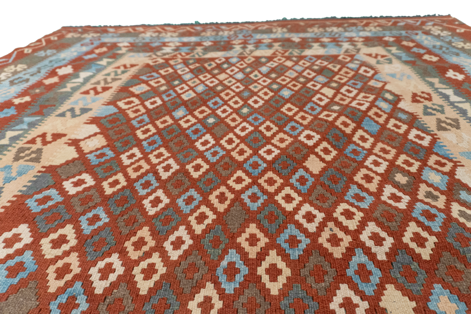 W 6.8 L 9.4 Kilim 100% Wool Hand-Woven All-Over Design - 52575