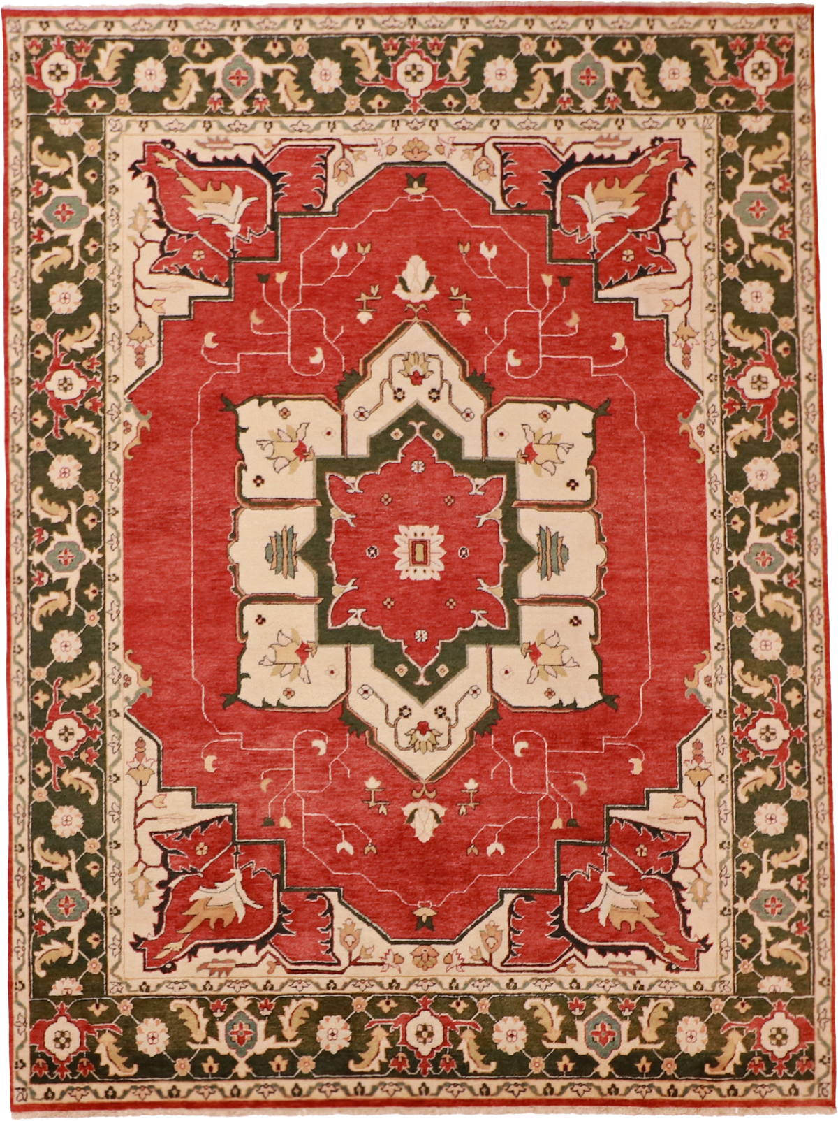 W 8.9 L 11.9 Serapie 100% Wool Hand-Woven Geometric Design - 52585