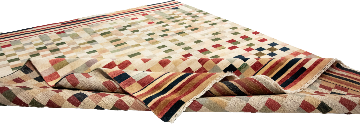 W 8.1 L 10.1 Modern 100% Wool Hand-Woven All-Over Design - 52615
