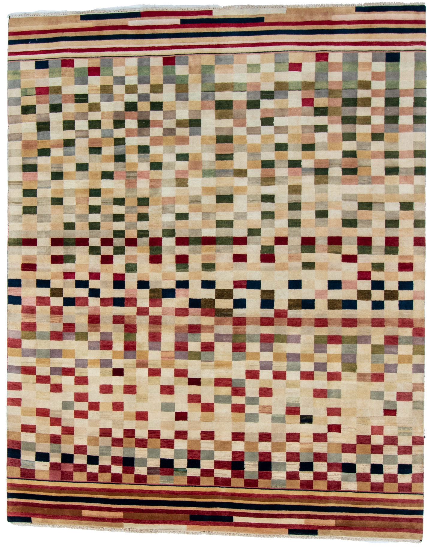 W 8.1 L 10.1 Modern 100% Wool Hand-Woven All-Over Design - 52615