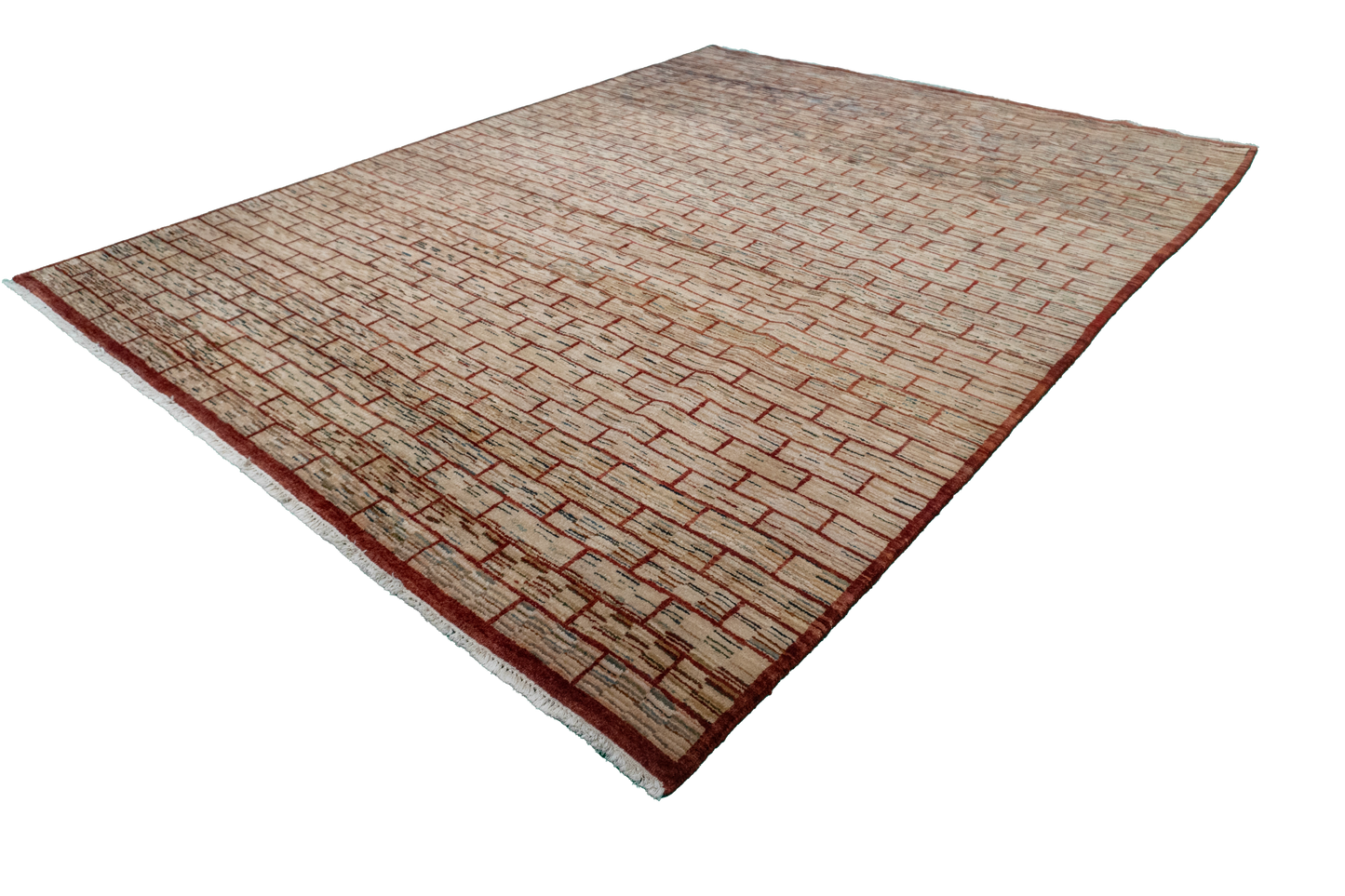 W 7.11 L 10.4 Zig-Zag 100% Wool Hand-Woven All-Over Design - 52960