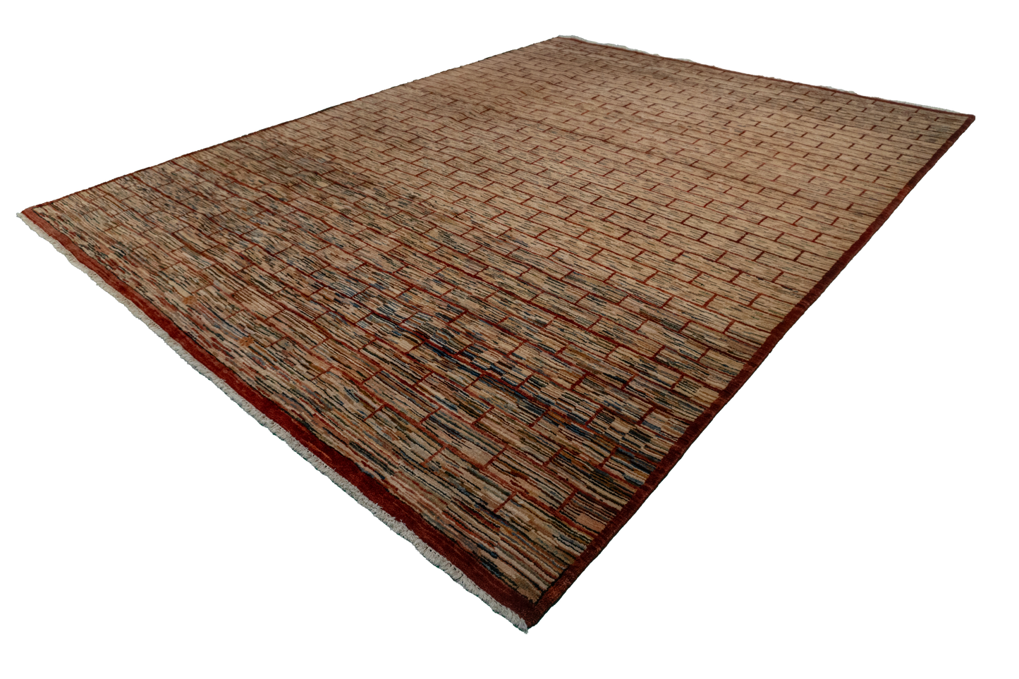 W 7.11 L 10.4 Zig-Zag 100% Wool Hand-Woven All-Over Design - 52960