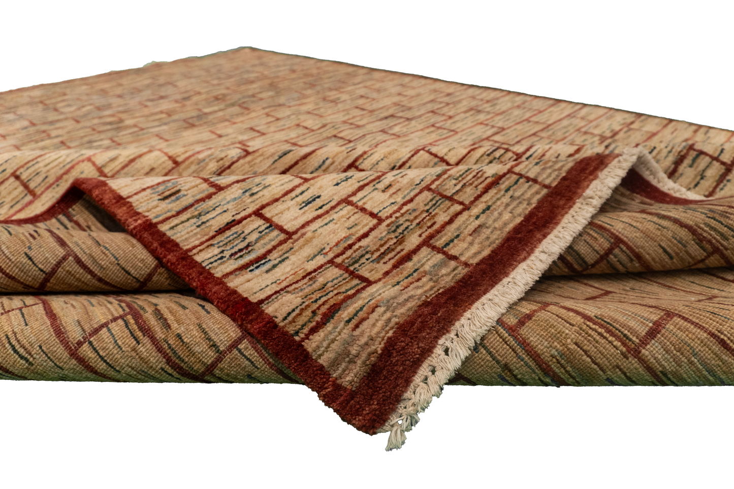 W 7.11 L 10.4 Zig-Zag 100% Wool Hand-Woven All-Over Design - 52960