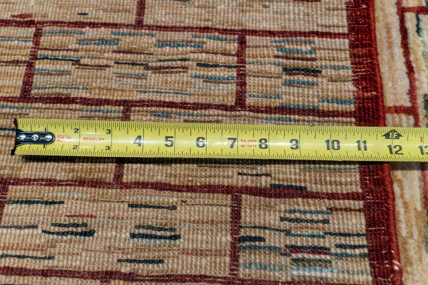 W 7.11 L 10.4 Zig-Zag 100% Wool Hand-Woven All-Over Design - 52960