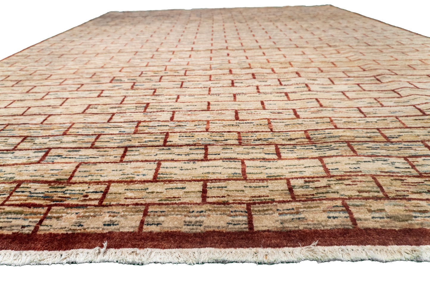 W 7.11 L 10.4 Zig-Zag 100% Wool Hand-Woven All-Over Design - 52960