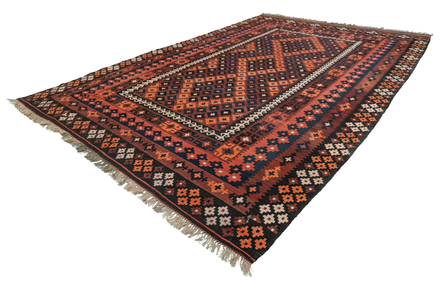 W 8 L 12.7 Kilim 100% Wool Hand-Woven All-Over Design - 52986