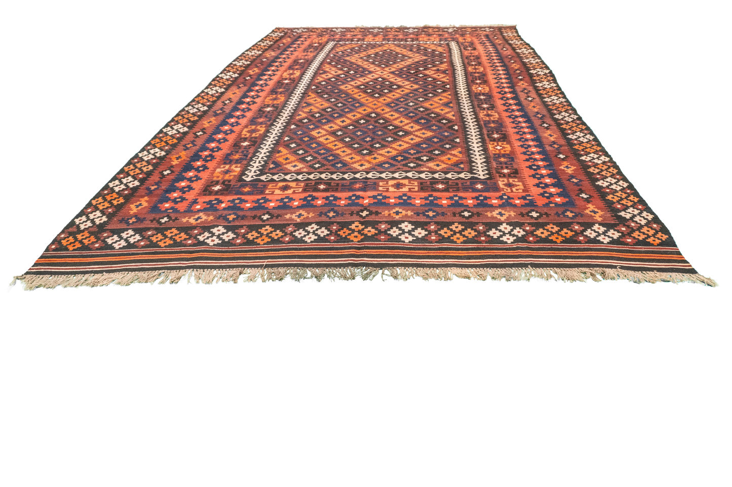 W 8 L 12.7 Kilim 100% Wool Hand-Woven All-Over Design - 52986