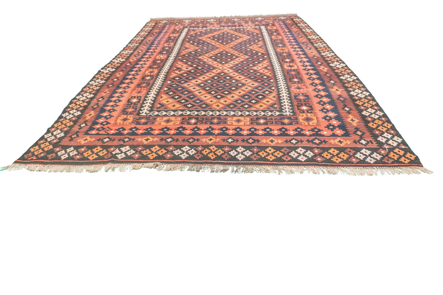 W 8 L 12.7 Kilim 100% Wool Hand-Woven All-Over Design - 52986