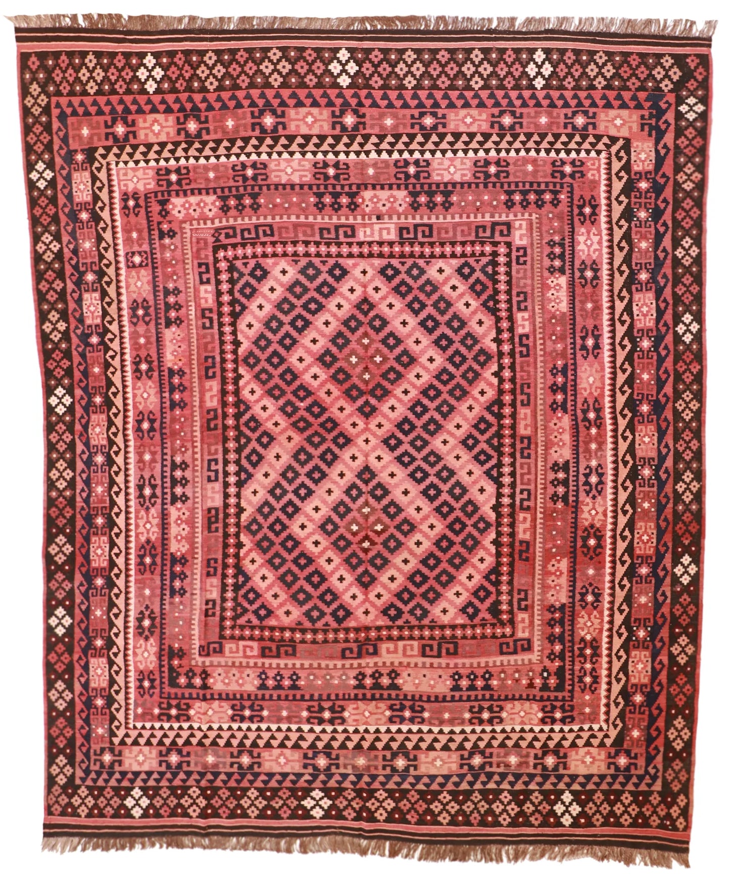 8.7 x 10.5 - Kilim Fine All Over Rectangle - Finest Hand-Made Quality Wool — 52987