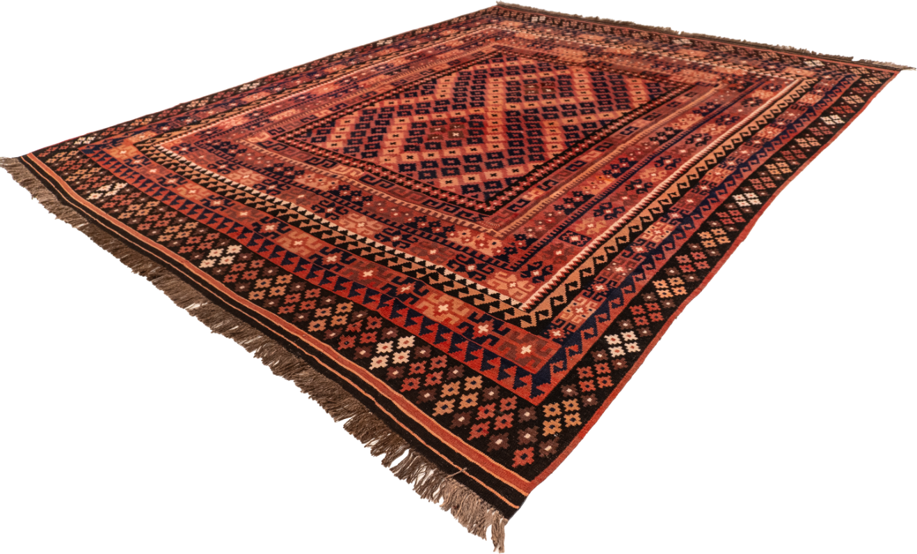 W 8.7 L 10.5 Kilim 100% Wool Hand-Woven All-Over Design - 52987