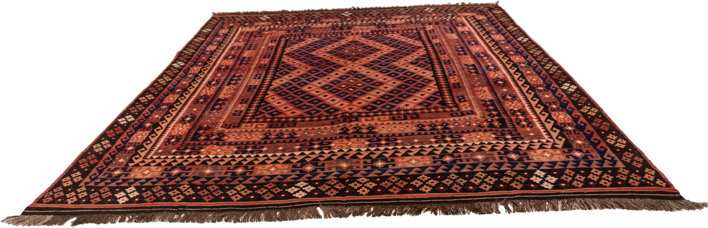 W 8.7 L 10.5 Kilim 100% Wool Hand-Woven All-Over Design - 52987