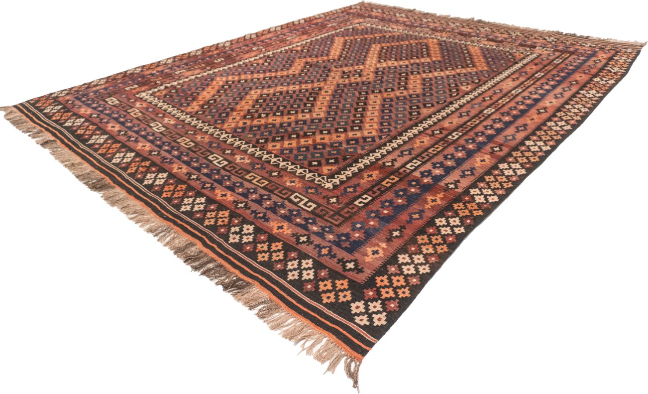W 9.8 - L 11.10 - Kilim Fine All Over Rectangle - Finest Hand-Made Quality Wool - 52988