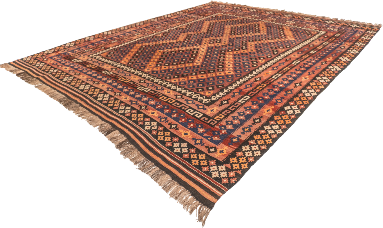W 9.8 - L 11.10 - Kilim Fine All Over Rectangle - Finest Hand-Made Quality Wool - 52988