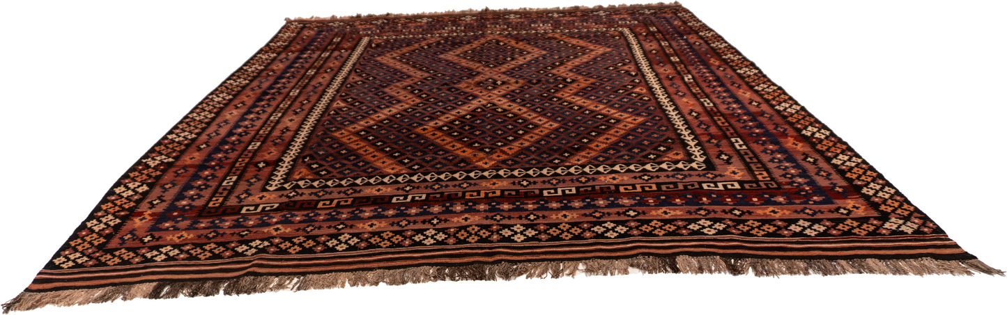 W 9.8 - L 11.10 - Kilim Fine All Over Rectangle - Finest Hand-Made Quality Wool - 52988