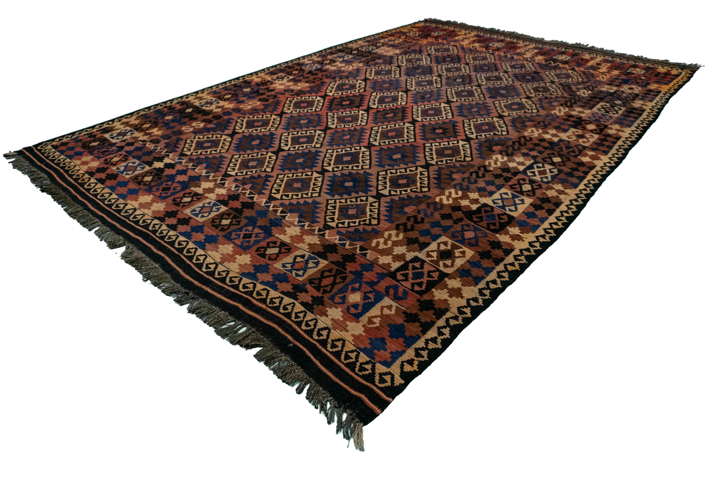 W 8.4 L 12.2 Kilim 100% Wool Hand-Woven All-Over Design - 52989