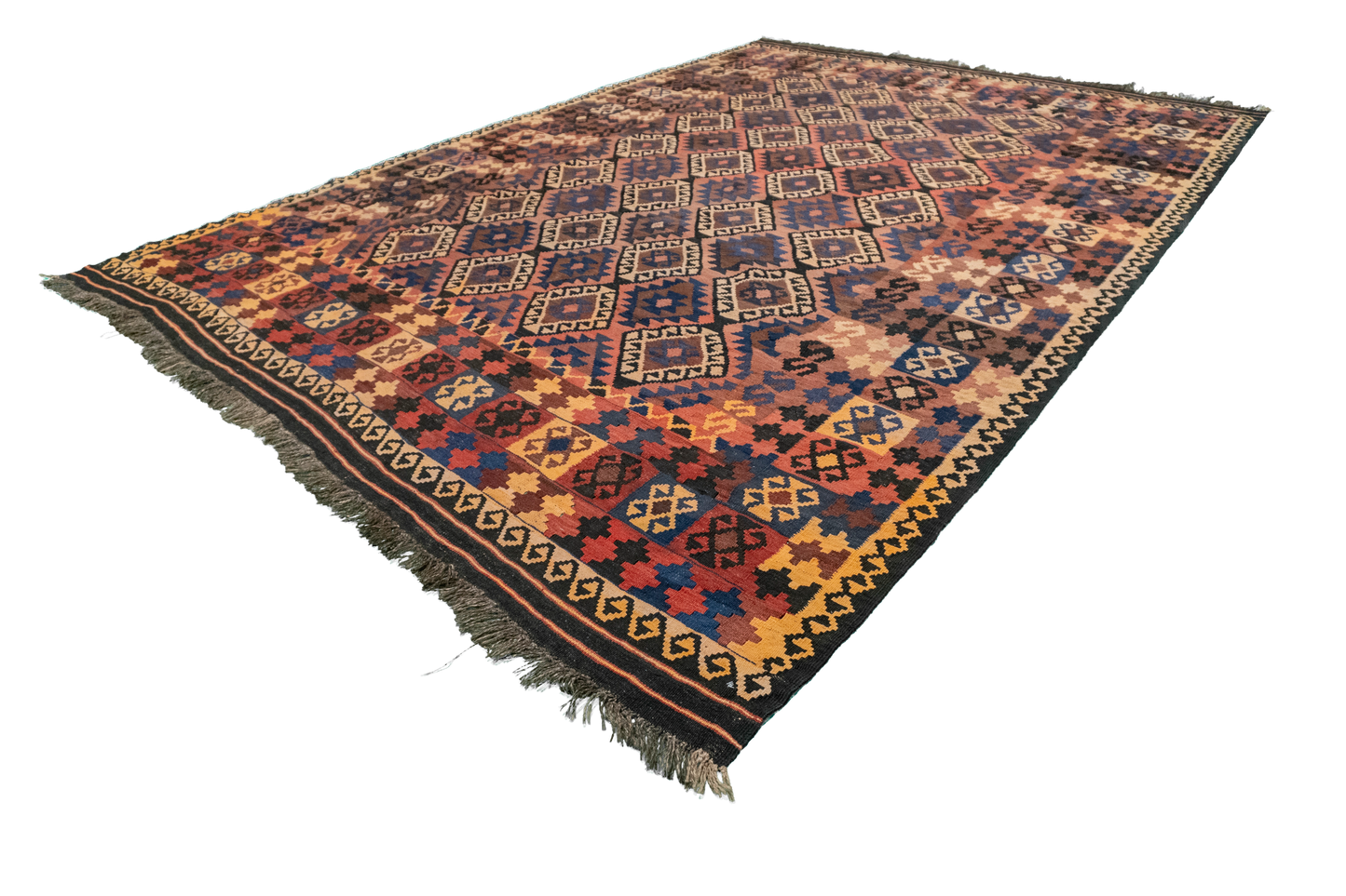W 8.4 L 12.2 Kilim 100% Wool Hand-Woven All-Over Design - 52989