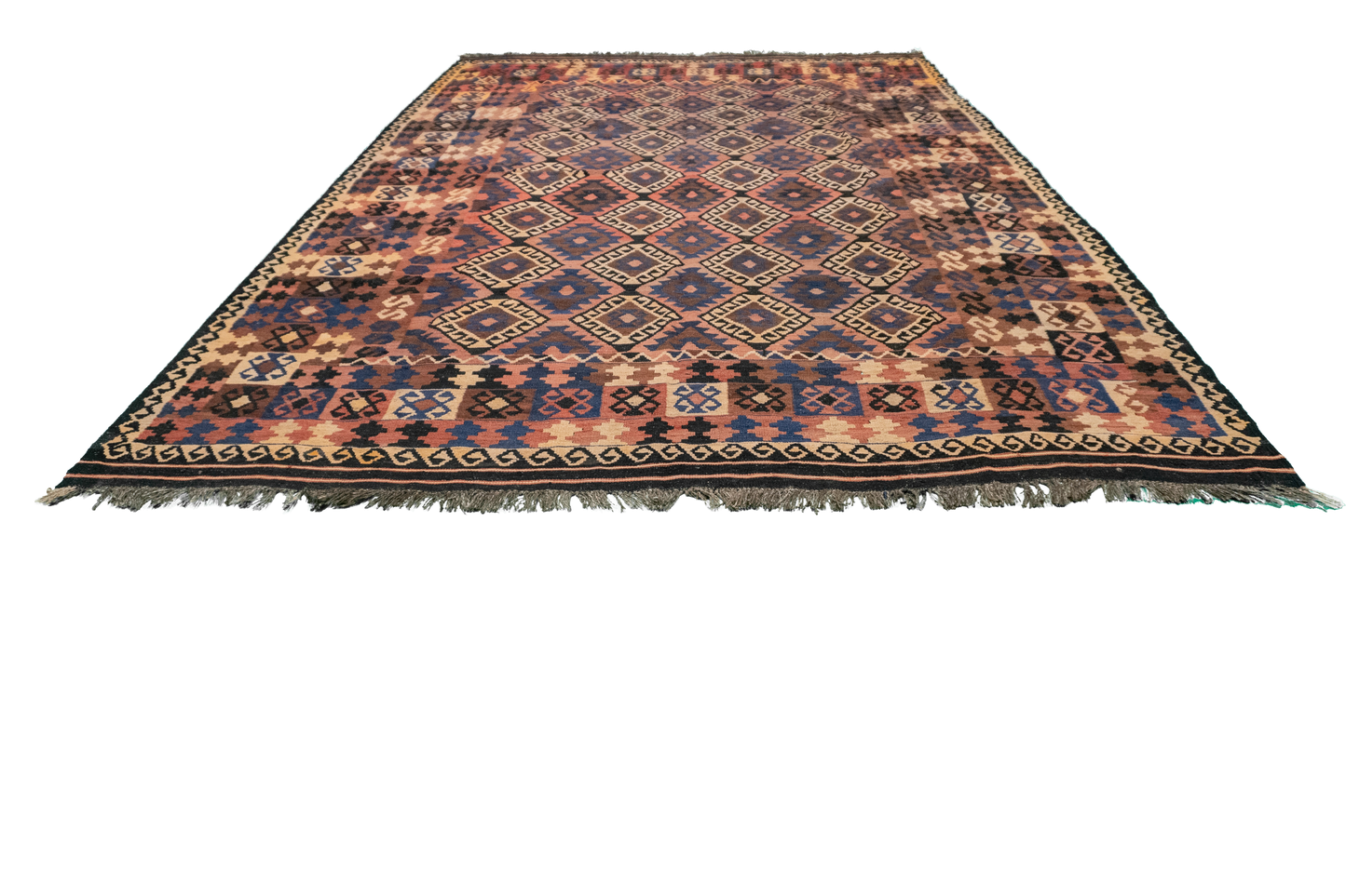 W 8.4 L 12.2 Kilim 100% Wool Hand-Woven All-Over Design - 52989