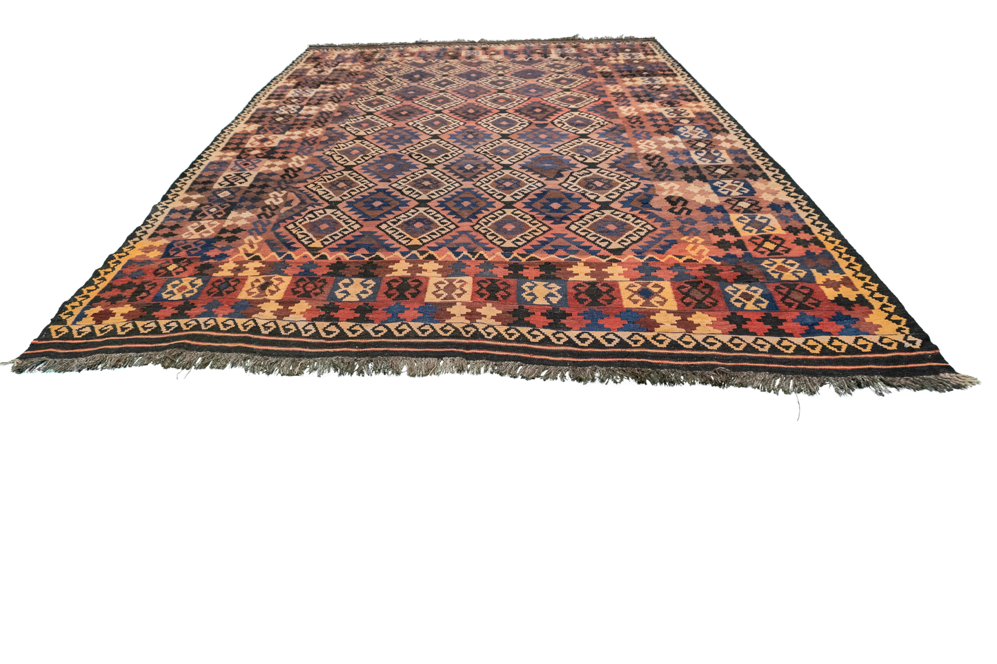 W 8.4 L 12.2 Kilim 100% Wool Hand-Woven All-Over Design - 52989