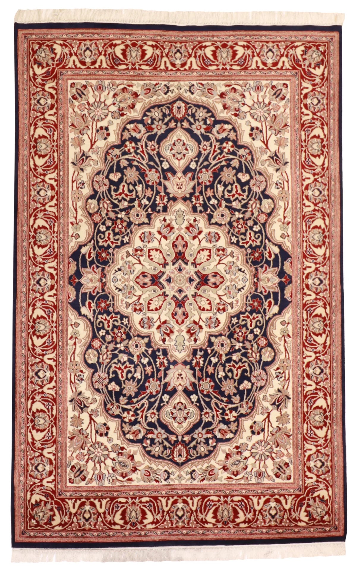 W 4.7 L 7.2 Kashan 100% Wool Hand-Woven Medallion Design - 52993