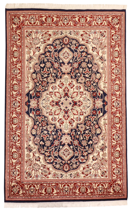 W 4.7 L 7.2 Kashan 100% Wool Hand-Woven Medallion Design - 52993